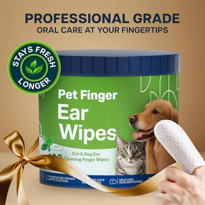Dog Teeth Cleaning Wipes (100 Value Pack) Fresh Mint Cat & Dog Dental Wipes - Image 2
