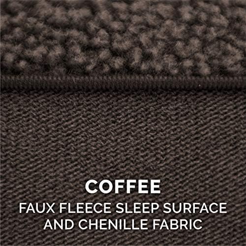 Furhaven Pillow Dog Bed for Medium/Small Dogs w/ Removable Bolsters & Washable Cover - Sherpa & Chenille Sofa - Coffee, Medium - Image 4