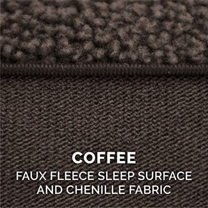 Furhaven Cooling Gel Dog Bed for Medium/Small Dogs w/ Removable Bolsters & Washable Cover, For Dogs Up to 35 lbs - Sherpa & Chenille Sofa - Coffee, Medium - Image 6
