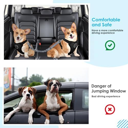 SlowTon Double Dog Seat Belt for Car with Elastic Bungee Buffer, Adjustable - Image 6