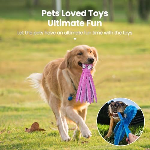 HGB Squeaky Dog Toys No Stuffing Octopus Crinkle for Large Medium Small Dog - Image 4