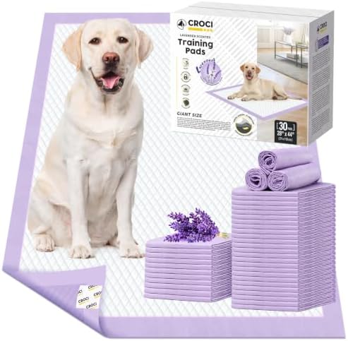 CROCI Puppy Pads with Adhesive Tabs Leak Proof Lavender Scent 28x44in 30Ct by CROCI