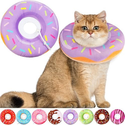 Cat Cone Collar Soft, Cat Recovery Collar for Wound Healing Cute Donut Adjustable Kitten Cones to Stop Licking Comfortable Lightweight Neck Elizabethan Collars for Kittens After Surgery by Hpetppy