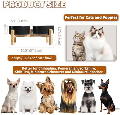 Elevated Ceramic Dog Bowl, 2 Cups Dog Food and Water Bowl Set with Stand - Image 2