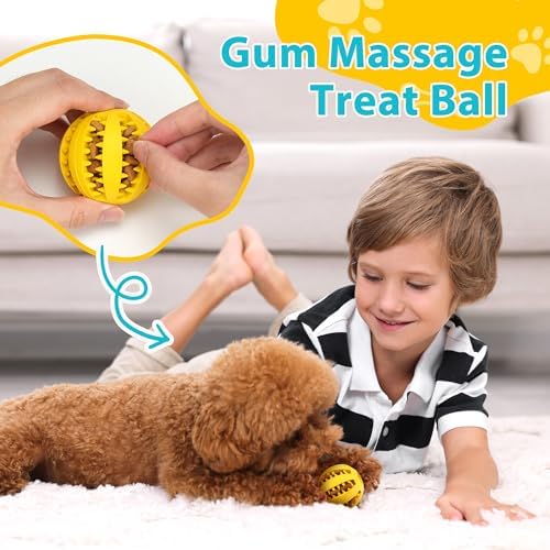 PrimePets Dog Puzzle Toy 4 Pack, Interactive Treat Dispensing Dog Toys, Slow Feeder Ball for Small Dogs and Puppies, Enrichement Toy Balls for Teething, Fetching and Playing - Image 5