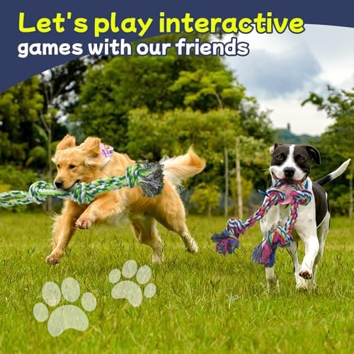 Rocfish [4 Pack] Dog Rope Toys for Aggressive Chewers, Nearly Indestructible Tug of War Toys for Large & Medium Dogs, 100% Cotton, Teeth Cleaning Chew Rope, Heavy Duty Tug of War Dog Toy for Boredom - Image 6