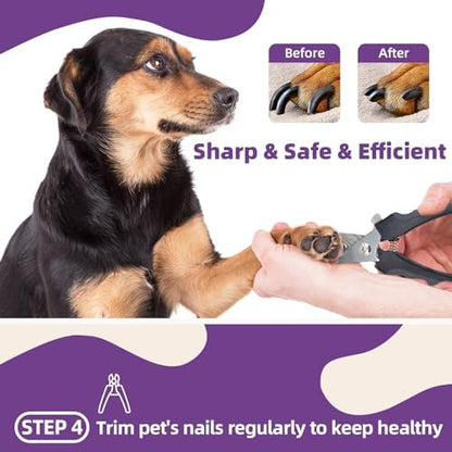 Dog Brush for Shedding, 7 PCS Dog Grooming Brush Kit Including Undercoat Rake, Slicker Brush, Dematting Comb, Nail Clipper, Bath Brush for Long & Short Haired Dogs, Cats - Purple - Image 5