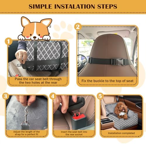 Dog Car Seats for Small Medium Sized Dogs Carseat for Car Funny Fuzzy Pet Dog Booster Car Seat Puppy Under 31 Lbs with Soft Plush Cushion&Washable Removable Cover - Image 5