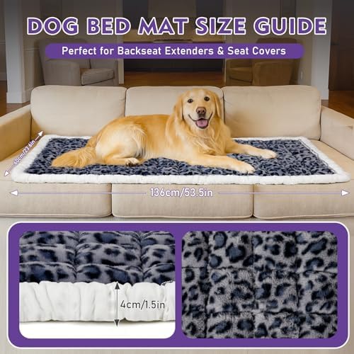 Backseat Dog Bed Mat for Car, Non-Slip Scratch-Resistant Dog Car Seat Cover, Soft Thick Pet Travel Cushion, Washable Back Seat Protector Blanket for Cars SUVs Trucks, 53 x 24 Inches - Image 2
