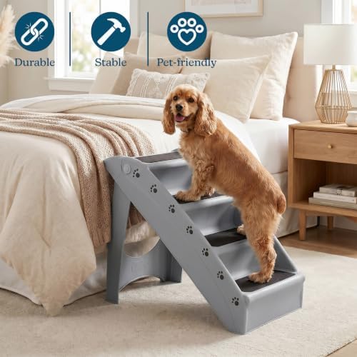 PETMAKER Lightweight Durable Plastic Dog Stairs, Gray, 23.25” x 15” x 19” - Image 3