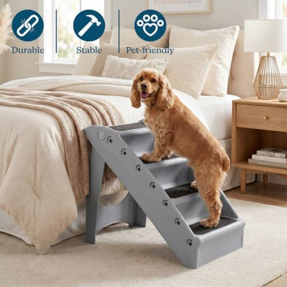 PETMAKER Lightweight Durable Plastic Dog Stairs, Gray, 23.25” x 15” x 19” - Image 3