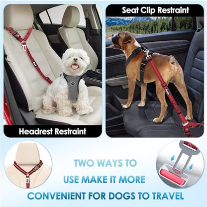 Lukovee Dog Seat Belt, 2 Pack, 3-in-1 Headrest & Seatbelt Clip & Latch - Image 3