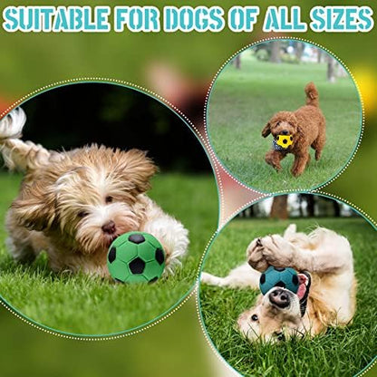 Sumind 9 Pcs Latex Squeaky Dog Toys 2.76 inch Soccer Ball Interactive Fetch Toys Soft Football Puppy Chew Balls for Small Medium and Large Dogs(Yellow, Blue, Green) - Image 3