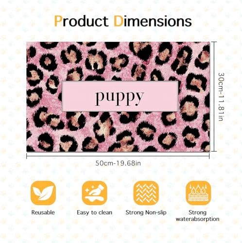 HOMETITUTE Puppy Feeding Mat Pink Leopard Bowl Placemat 20 x 12 Inch - Image 6