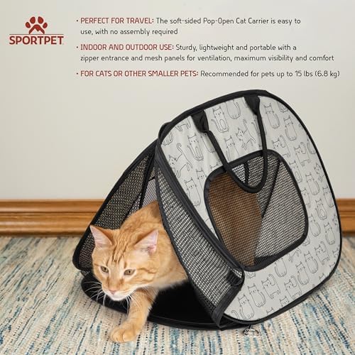 SportPet Designs Soft Sided Cat Carriers, Cat Print 20" (Pack of 2) - Image 2