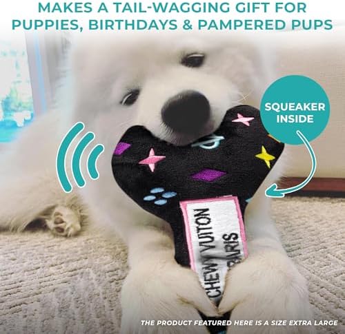 Haute Diggity Dog Chewy Vuiton Bone Plush Dog Toy, Designer Parody Toy - Image 6