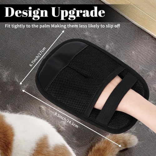 Pet Hair Removal Gloves, Black and Yellow Colors, Static Hair Remover Reusable for Clothing, Sofa, Car Seat, Set of 2 - Image 2