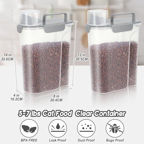 LEAWALK 5Lbs Airtight Cat Dog Food Storage Container With Upgraded Large Nozzle, BPA-Free Pet Food Storage Containers For Rice, Grain, Pet Food, Flour Dog Treat Storage-2Pack Grey - Image 5