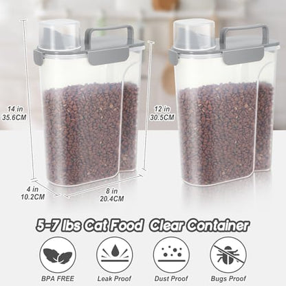 LEAWALK 5Lbs Airtight Cat Dog Food Storage Container With Upgraded Large Nozzle, BPA-Free Pet Food Storage Containers For Rice, Grain, Pet Food, Flour Dog Treat Storage-2Pack Grey - Image 5