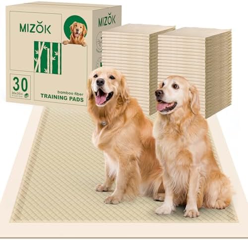MIZOK Bamboo Dog Pee Pads Highly Absorbent No Leak XXL 36x36in 30Ct by MIZOK