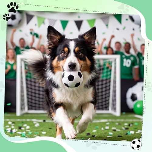 Blueweenly 6 Pcs Stuffed Soccer Ball Dog Toys, 4 Inch Squeaky Football Dog Toys, Soft Interactive Chew Indoor Outdoor Playing Supply for Small Medium Large Pet Rolling Tossing Chasing Games, White - Image 2