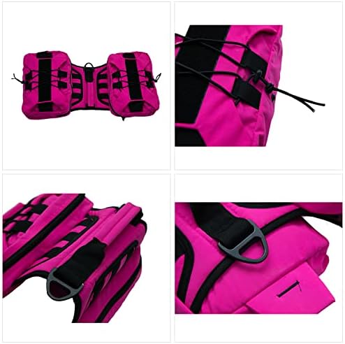 Lovelonglong Medium Large Dog Backpack, Outdoor Hound Saddle Bag with Side Pockets, Adjustable Tactical Pack for Hiking Travel Camping Training Rosered M - Image 3