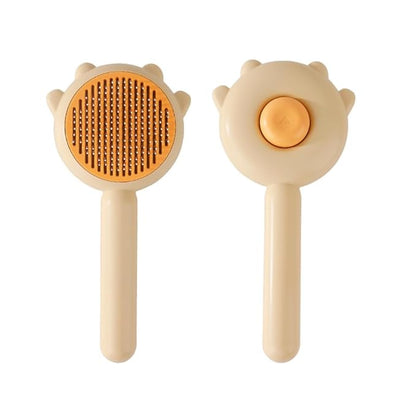 Professional Pet Grooming Brush, Ergonomic Handle Cat Comb with Stainless Steel Needles (Light Yellow)