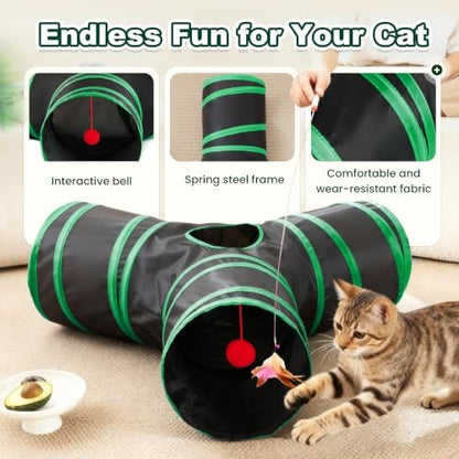 Love's cabin Cat Tunnel for Indoor Cats, 3-Way Collapsible Play Tunnel - Image 5