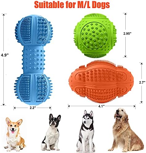 LUKITO Dog Chew Toys 3 Pack for Aggressive Chewers, Multifunctional Teeth Cleaning and Gum Massage, Tough Toys with Natural Rubber for Large and Medium Dog - Image 5