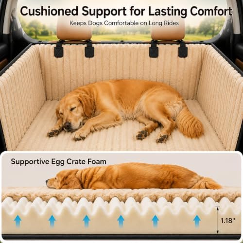 URPOWER Plush Dog Car Seat Cover, Waterproof Back Seat Hammock with Foam - Image 3