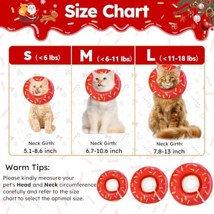 Hpetppy Cat Cone Collar Soft, Cat Recovery Collar for Wound Healing Cute Donut Adjustable Kitten Cones to Stop Licking Comfortable Lightweight Neck Elizabethan Collars for Kittens After Surgery - Image 2