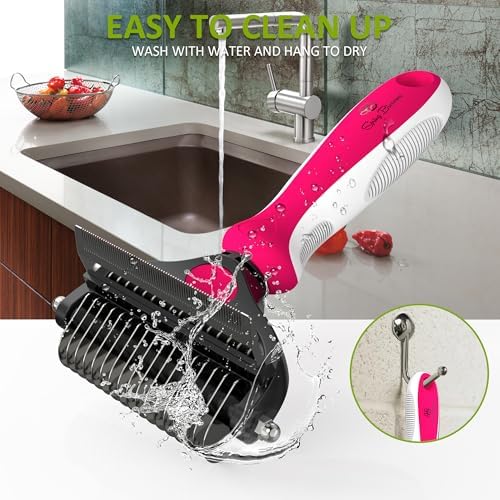Spring Blossoms-2 in 1 Professional Grooming Rake for Cats & Dogs-Dematting Comb for Easy Mats & Tangles Removing,Pet Brush Safe No More Nasty Shedding and Flying Hair (Rose) - Image 5