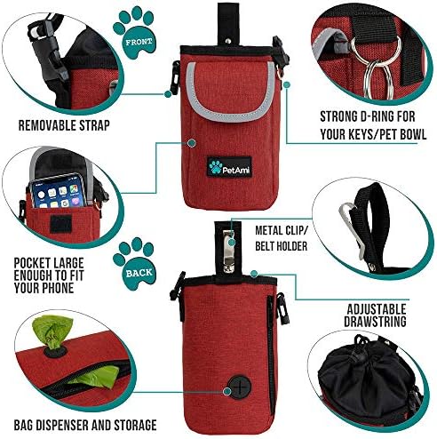 PetAmi Dog Treat Pouch, Large Hands-Free Training Bag, Red - Image 3