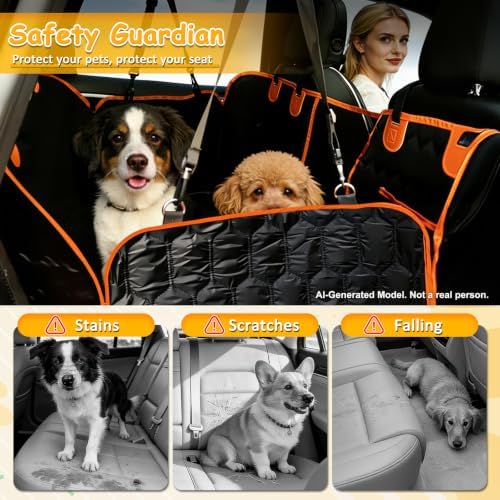Falafa Dog Car Seat Cover for Back Seat, Waterproof Non-Slip Car Seat Cover for Dogs Pets, Car Back Seat Protector Portable Dog Hammock, Suitable for Cars, SUVs and Trucks - Image 5