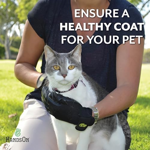 H HANDSON Pet Grooming Gloves - Patented #1 Ranked, Award Winning Shedding, Bathing, & Hair Remover Gloves - Gentle Brush for Cats, Dogs, and Horses (Green, Junior) - Image 5