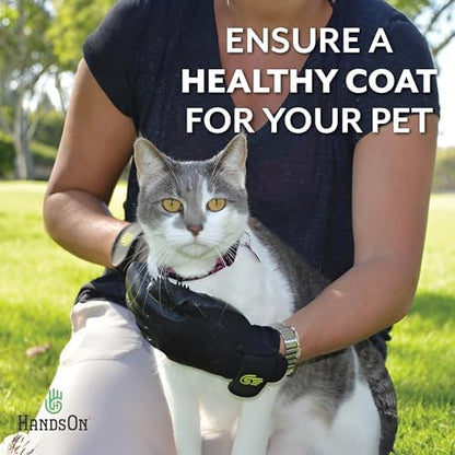 H HANDSON Pet Grooming Gloves - Patented #1 Ranked, Award Winning Shedding, Bathing, & Hair Remover Gloves - Gentle Brush for Cats, Dogs, and Horses (Green, Junior) - Image 5