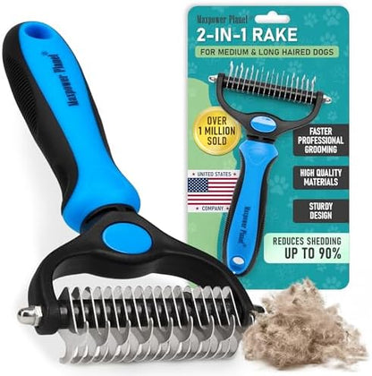 Maxpower Planet Dog Grooming Rake, Deshedding Undercoat Brush, Dogs & Cats by MaxpowerPlanet