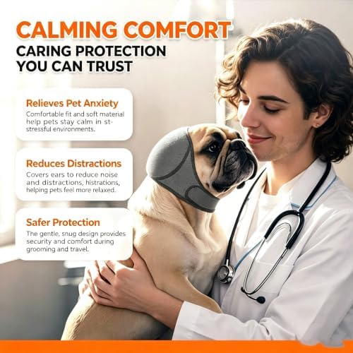 Dog Ear Muffs, Adjustable No Shake Ear Wrap for Dogs - Image 4
