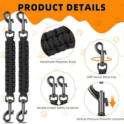 YUEPET 2 Pack Dog Collar Safety Clips, Handwoven Double-Ended Backup Clips - Image 2