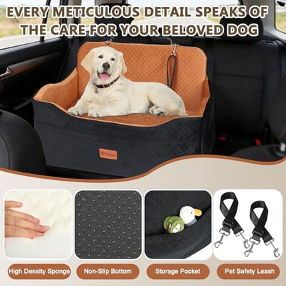 Vivifying Large Dog Car Seat for Back Seat, 4 in Cushion Booster Bed, Brown - Image 4