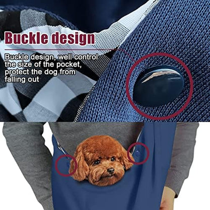 Pet Dog Sling Carrier for 3-10 lbs pet,Dog Purse Pouch,Dog Satchel,Reversible unadjustable Strap Travel Hand-Free Safe Bag Small Puppy Backpack (Dark Blue) - Image 4