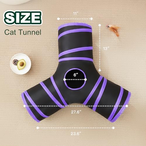 Love's cabin Cat Tunnel for Indoor Cats, 3-Way Collapsible Play Tunnel - Image 2