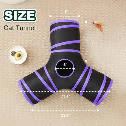 Love's cabin Cat Tunnel for Indoor Cats, 3-Way Collapsible Play Tunnel - Image 2