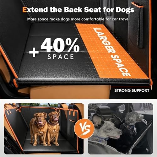 Hard Bottom Dog Car Seat Cover for Back Seat, PU Leather Dog Seat Extender - Image 2