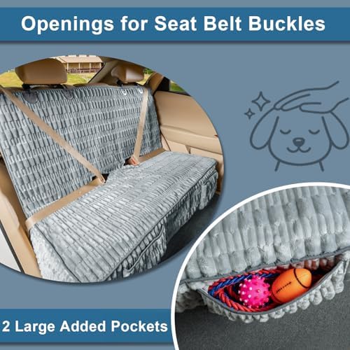 Dog Car Seat Cover, Soft Plush Waterproof Back Seat Protector,Grey - Image 5
