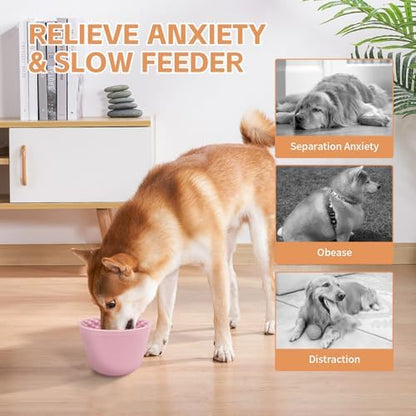 Dog Lick Bowl,Anxiety Relief Non-Slip Silicone Treat Bowl,Durable Anti-Choking Long-Lasting Enrichment Slow Feeder Licking Mat for Small Medium Large Breed,Freezable BPA Free Silicone Dishwasher Safe - Image 3