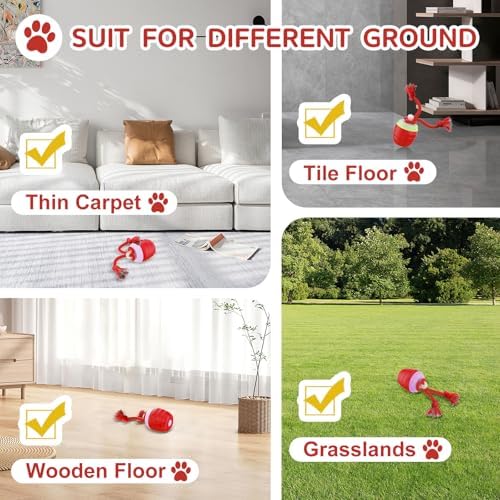 Interactive Dog Toy, [Newly Upgraded] Motion Activated Rolling Ball for Small Dogs, Automatic Moving Dogs Ball for Boredom, USB Rechargeable(Red) - Image 6