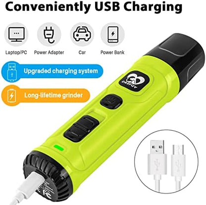 Casfuy Dog Nail Grinder with 2 LED Light - New Version 2-Speed Powerful Electric Pet Nail Trimmer Professional Quiet Painless Paws Grooming & Smoothing for Small Medium Large Dogs(Green) - Image 7