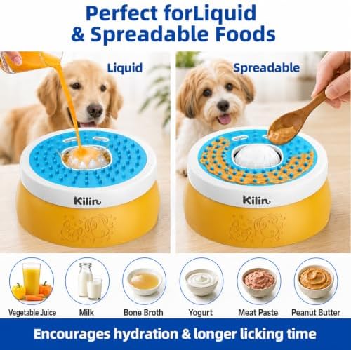 KILIN Slow Feeder Dog Licking Bowl with Rolling Ball,4 Non-Slip Pads,8fl oz - Image 3