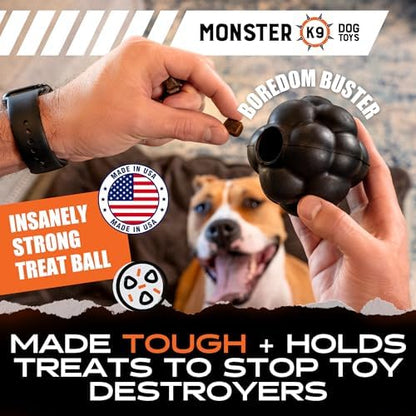 Monster K9 Indestructible XL Dog Ball – Lifetime Replacement - Durable Dog Toy for Aggressive Chewers - Safe, Non-Toxic Natural Rubber - Chew, Fetch, Stuff with Treats - USA Made - 4” (Soft Ball Size) - Image 3